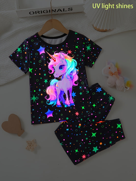 Girls' Unicorn Outfit Set - Short Sleeve Fall – main product image