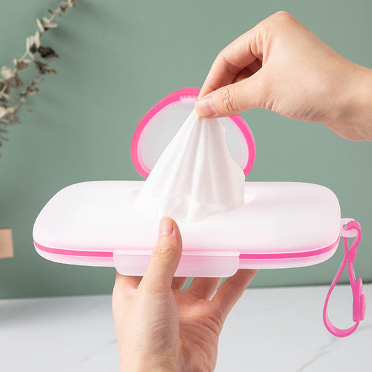 Heart-Lid Portable Baby Wipe Dispenser - Handled Compact Plastic Case – main product image