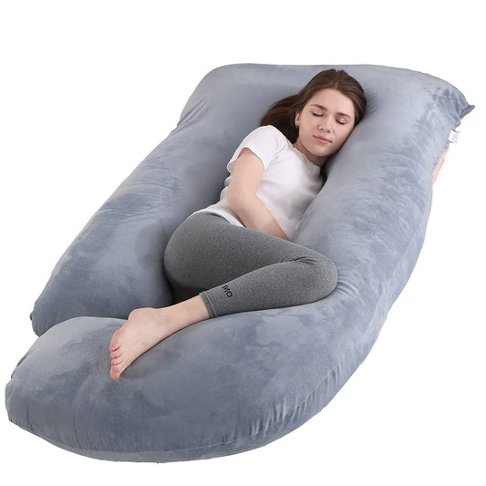 J-Shaped Pregnancy Pillow - Full-Body Support with Removable Cover – main product image
