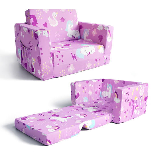 Kids Fold-Out Sofa - 2-in-1 Toddler Reading Lounger – main product image