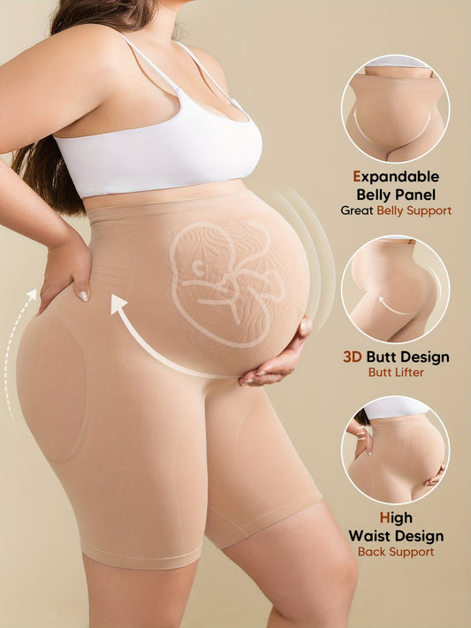 Maternity Shorts - High-Waist Stretch Belly Support – Apricot option – main product image