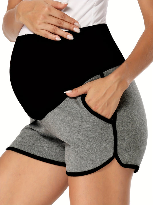 Maternity Shorts - Over-Belly Lounge Fit with Pockets – Gray option – main product image
