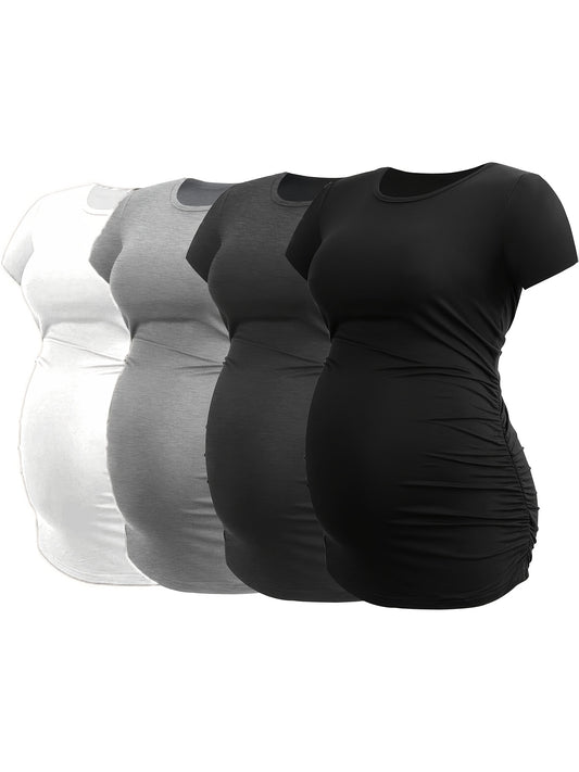 Maternity Top 4-Pack - Short-Sleeve Pregnancy Shirts – Black option – main product image
