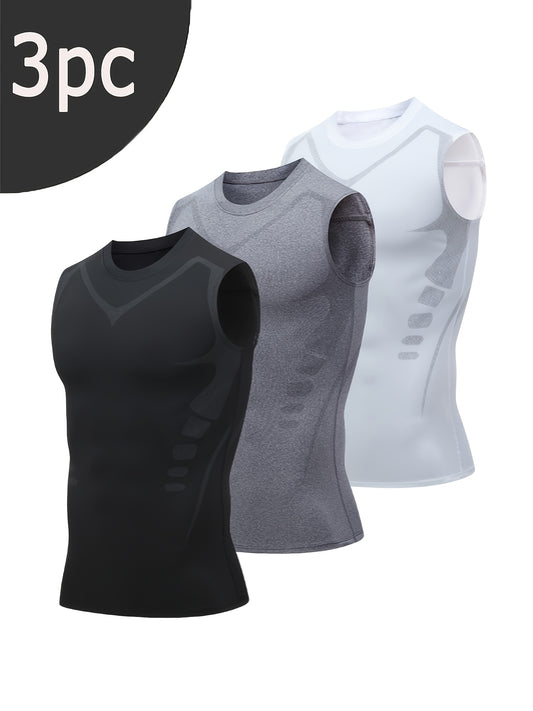 Men's 3-Pack Compression Tank Tops - Quick-Dry Sleeveless Base Layer – main product image