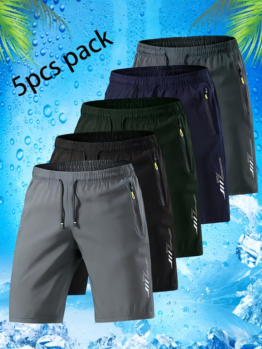 Men's 5-piece assorted color shorts (no zipper) Polyester Shorts – main product image