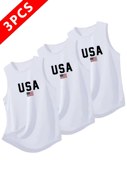 Men's American Flag Performance Tank Top - Sleeveless – Black / Grey – main product image
