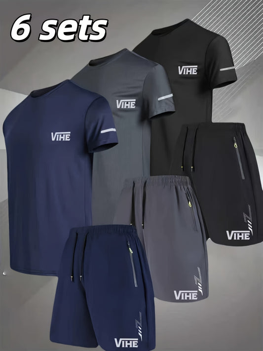 Men's Athletic Shirt and Shorts Set - Geometric Print – main product image