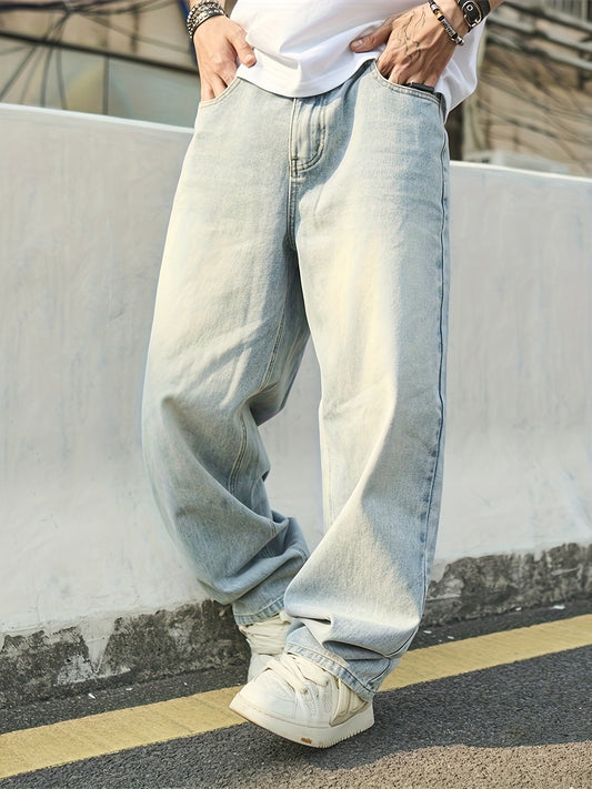 Men's Baggy Jeans - Classic Wash Clean Finish – Sizes S–L – Blue option – main product image