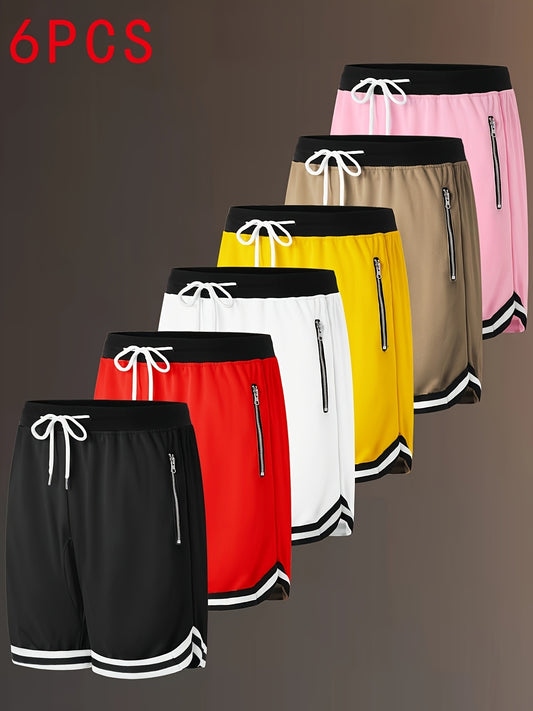 Men's Black + Red + White + Yellow + Green + Khaki Polyester Shorts – Black option – main product image