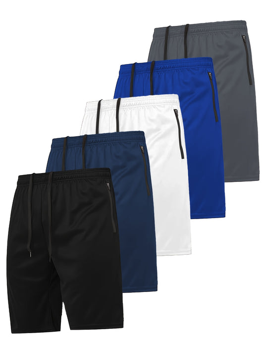 Men's Black + White + Gray + Blue + Navy Blue Polyester Shorts – Black option – main product image
