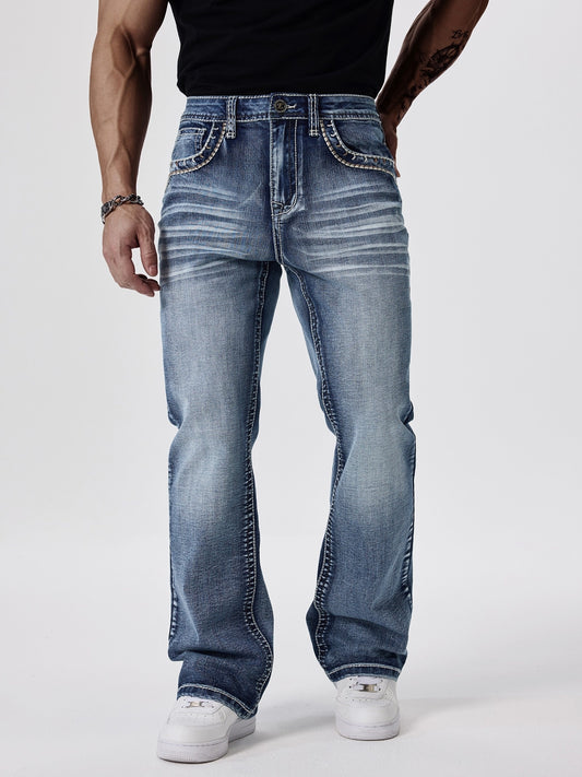 Men's Bootcut Jeans - Vintage Wash Clean Finish – Blue option – main product image