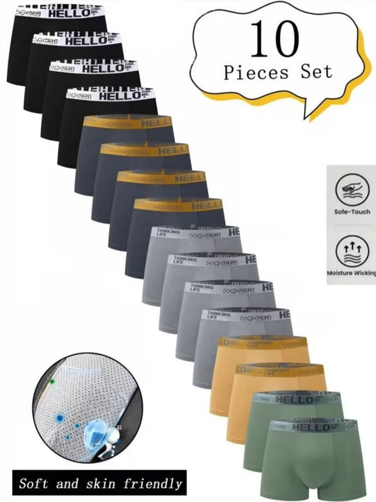 Men's Boxer Briefs - Breathable 10 Pack Essential – Hello Print Soft – main product image