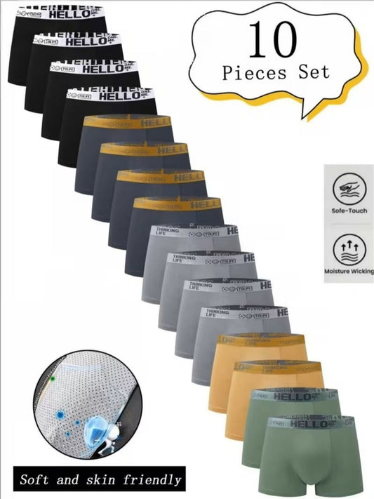 Men's Boxer Briefs - Breathable 10 Pack Essential – Mixed Color Printed – main product image