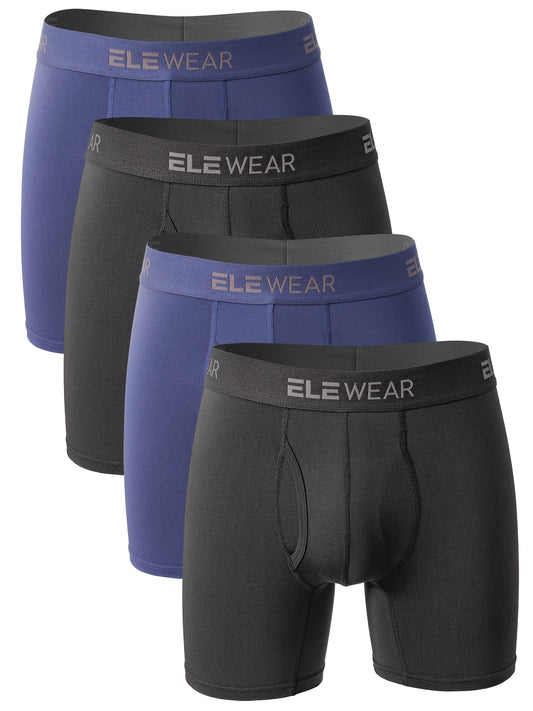 Men's Boxer Briefs - Moisture Wicking 4 Pack – 2 Black 2 Blue – Black option – main product image