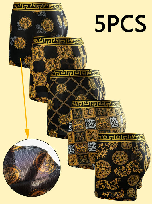 Men's Boxer Briefs - Soft Breathable Stretch Multipack – 5-Piece Luxe Printed – main product image