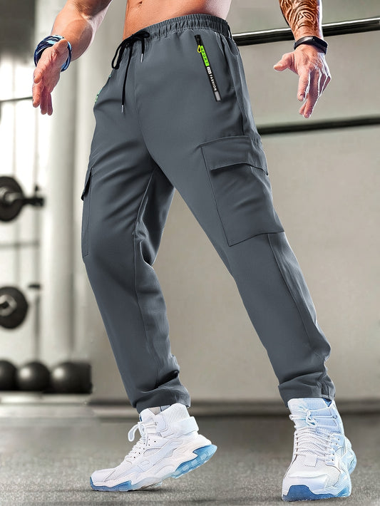 Men's Cargo Pants - Drawstring Waist With Pockets – Regular Fit – Black option – main product image