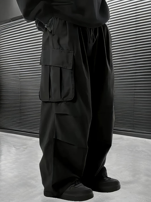 Men's Cargo Pants - Drawstring Waist With Pockets – Wide Leg – Grey option – main product image