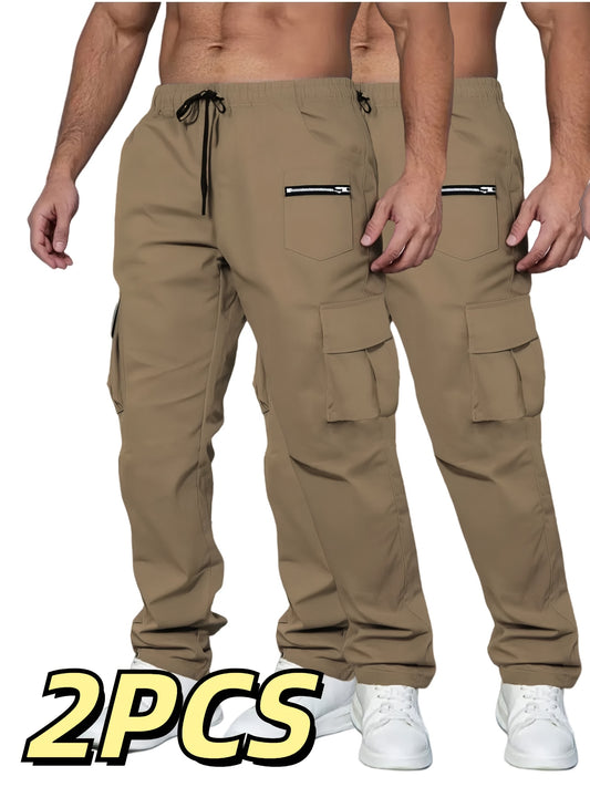 Men's Cargo Pants - Elastic Waist With Pockets – 5-Color Selection – Black option – main product image