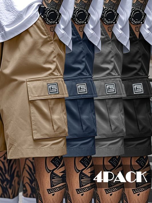 Men's Cargo Shorts - Stretch With Pockets – Black Gray Blue – Black option – main product image