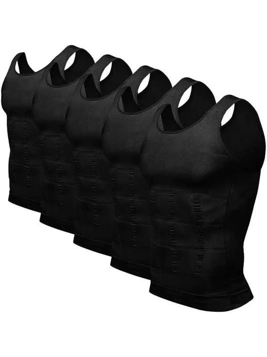 Men's Compression Shaping Tank Tops - 5-Pack Workout Support – Black option – main product image