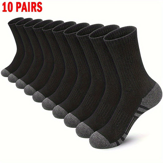Men's Cotton Crew Socks 10-Pair Pack - Breathable Black – Black option – main product image