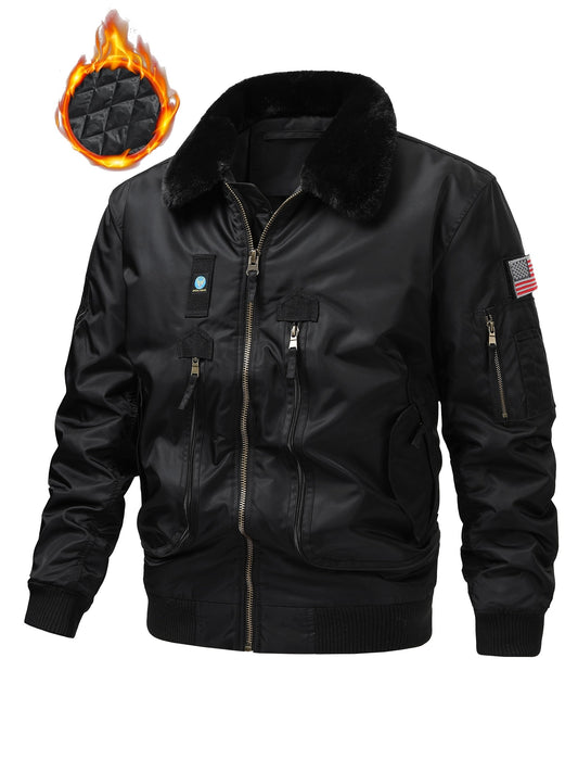 Men's Cozy Faux Fur Zip-Up Jacket – Black option – main product image