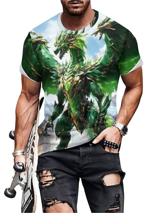 Men's Dragon Graphic T-Shirt - Round Neck Short Sleeve – main product image