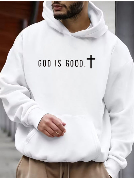 Men's Festive Graphic Hoodie - Loose Fit Holiday Print – Black option – main product image