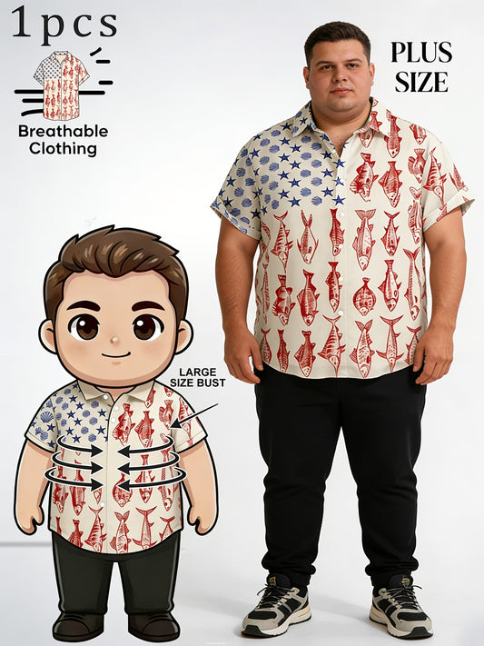 Men's Fishing Shirt – American Flag Fish Button Up – main product image