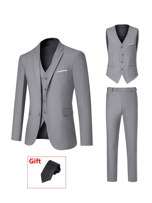 Men's Formal Suit Set - Monogram Print – Blue option – main product image