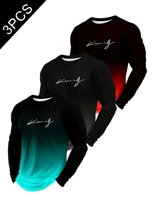 Men's Graphic Print T-Shirt - Crew Neck Long Sleeve – main product image