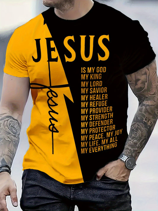 Men's Graphic T-Shirt - Crew Neck Short Sleeve – Yellow / Blue – Yellow option – main product image