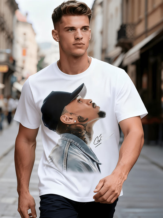 Men's Graphic T-Shirt - Round Neck Short Sleeve – Black Printed – main product image