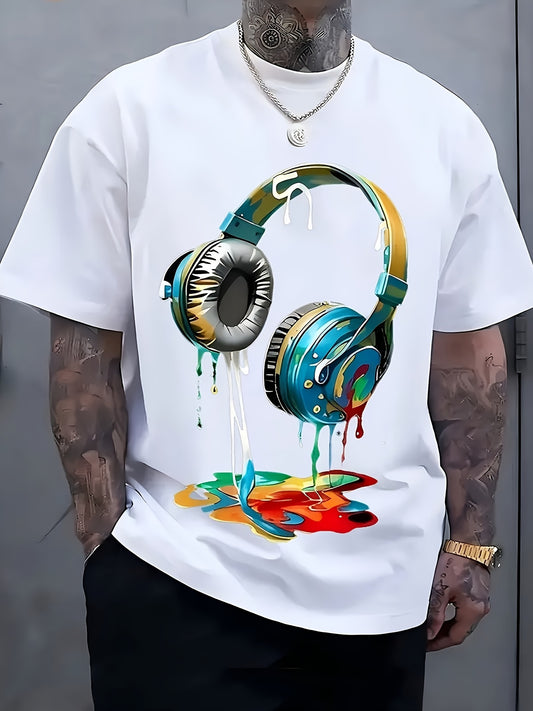 Men's Graphic T-Shirt - Round Neck Short Sleeve – White Graphic Design 67877 – White option – main product image