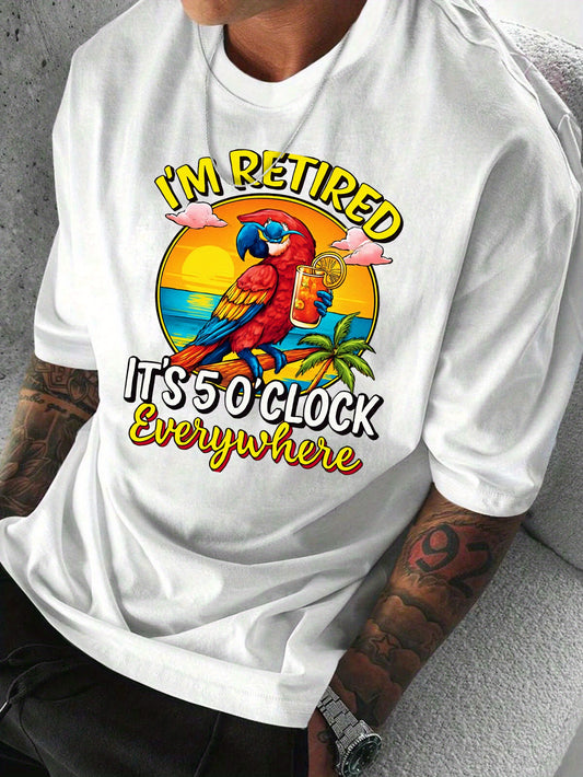 Men's Graphic T-Shirt - Round Neck Short Sleeve – White Printed – White option – main product image