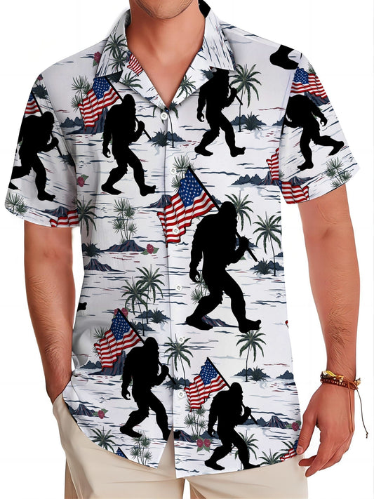 Men's Hawaiian Shirt – Orangutan Flag Short Sleeve Button Up – main product image
