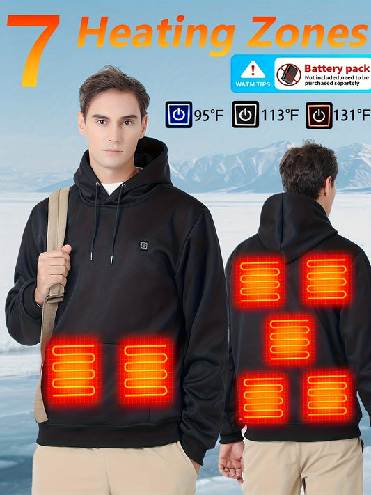 Men's Heated Pullover Hoodie – Black option – main product image
