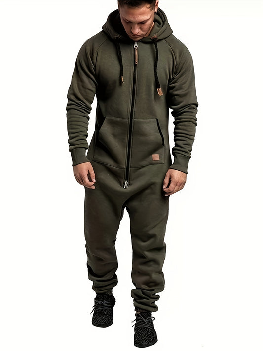 Men's Hooded Coveralls - Full-Zip One-Piece Design – Sizes 0XL–5XL – Black option – main product image