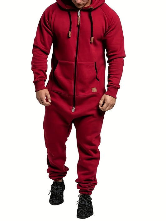 Men's Hooded Coveralls - Full-Zip One-Piece Design – Sizes S–XXL – green option – main product image