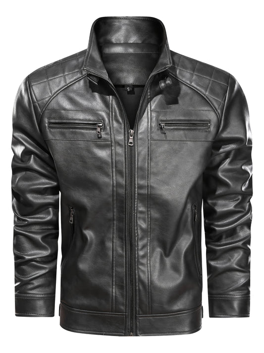 Men's Lightweight Faux Leather Zip-Up Jacket – main product image