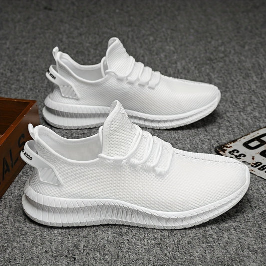 Men's Lightweight Low-Top Sports Shoes - Breathable Fabric and Rubber Sole – White option – main product image
