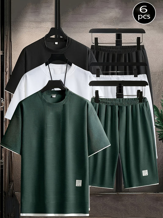Men's Pajama Top and Shorts Set - Waffle Knit – main product image