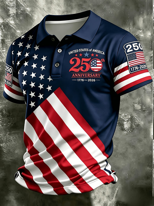Men's Patriotic Polo Shirt – US 250th Anniversary Print – main product image