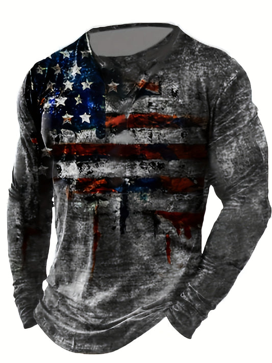 Men's Patriotic T-Shirt - Crew Neck Long Sleeve – main product image