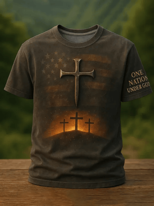 Men's Patriotic T-Shirt - Round Neck Short Sleeve Streetwear – Regular fit – main product image