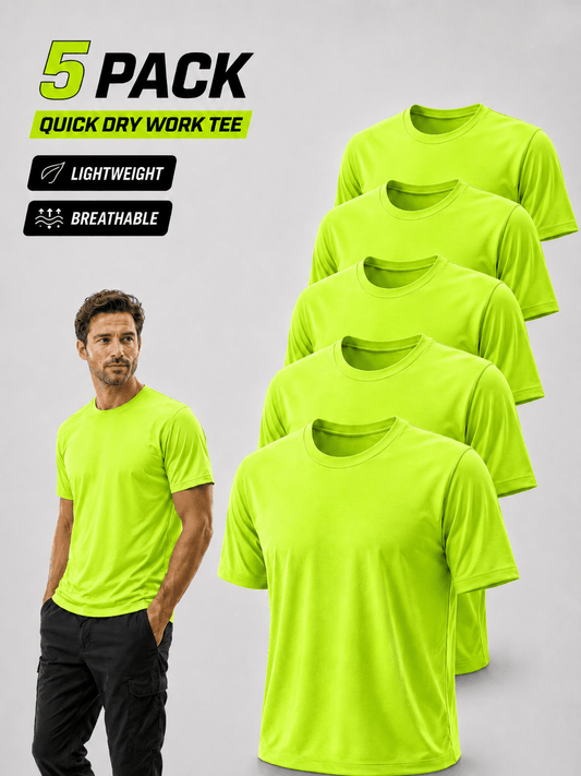 Men's Performance Shirt - Classic Neck Short Sleeve – Fluorescent Yellow – Yellow option – main product image