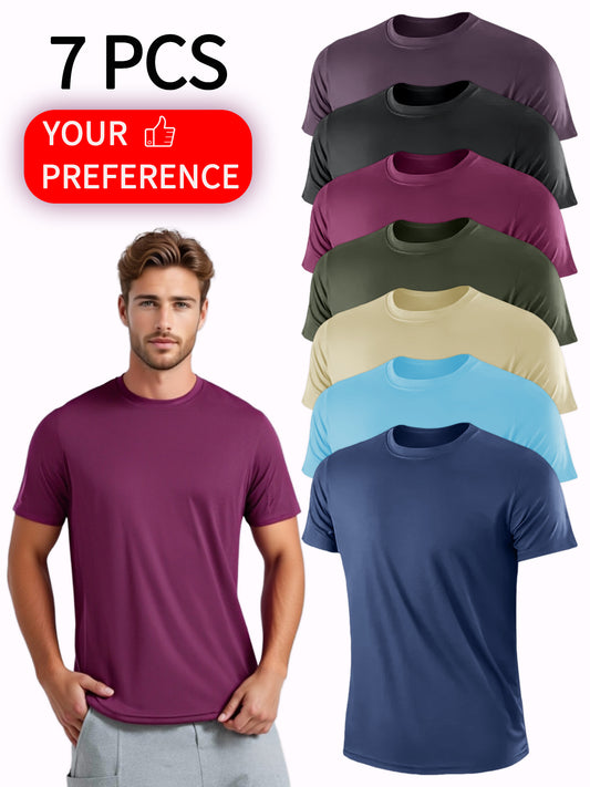 Men's Performance T-Shirt - Crew Neck Short Sleeve – Mixed Color Polyester – main product image