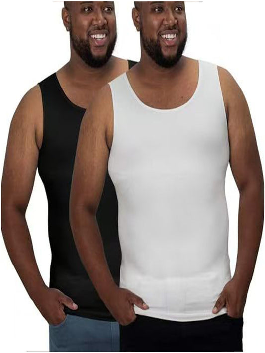 Men's Plus Size Compression Shirt – Sleeveless Crew Neck – black option – main product image
