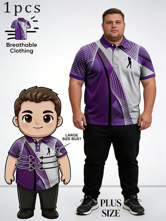 Men's Plus Size Golf Print Sports T-Shirt - Breathable Mesh Regular Fit – main product image