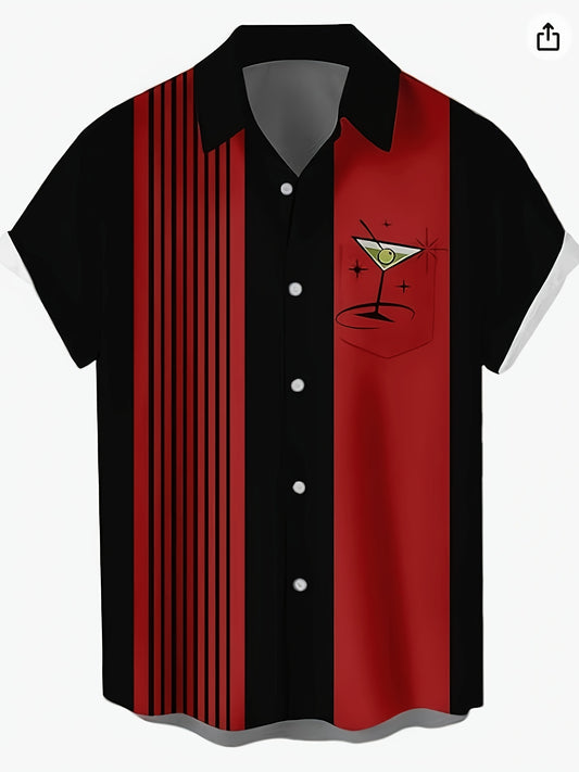 Men's Plus Size Striped Shirt – Short Sleeve Button Up – main product image